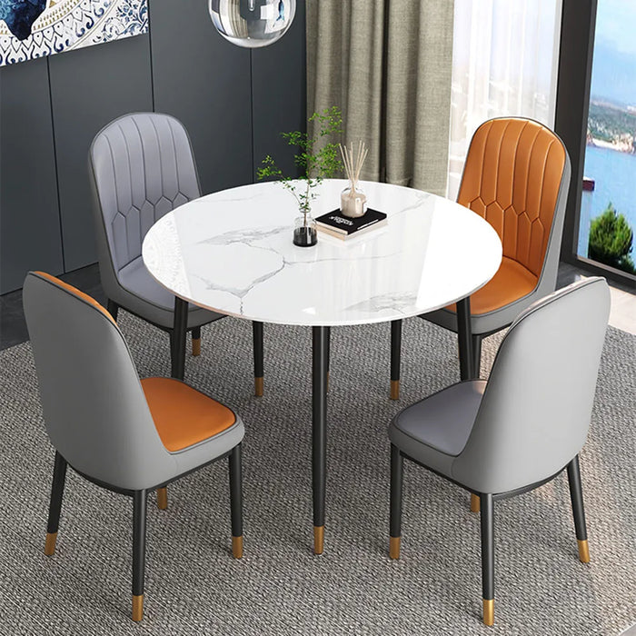 Set 4 Chairs Space Saving Dining Table Round Restaurant Hotel Dining Table Lobby Newclassic Mesas De Comedor Kitchen Furniture