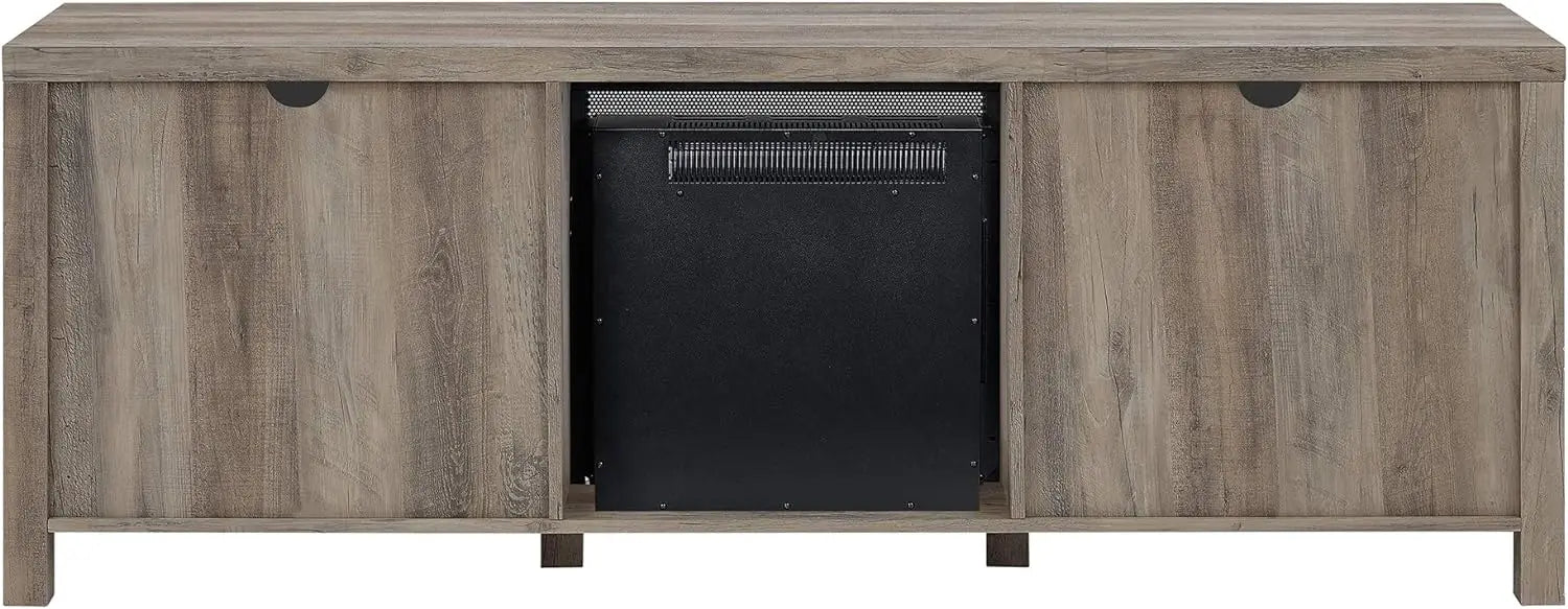 Metal Mesh and Wood Fireplace TV Stand for TVs up to 80 Inches, 70 Inch, Grey Wash