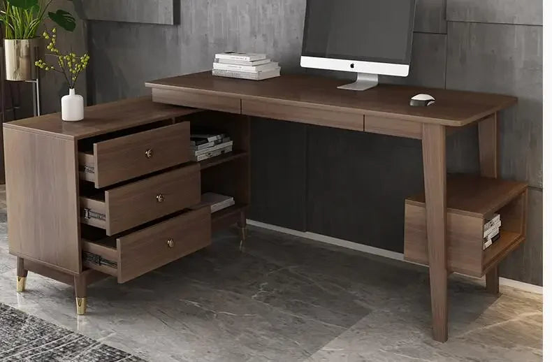 Corner desk bookshelf combination Nordic family simple desktop computer desk bookcase integrated student writing desk