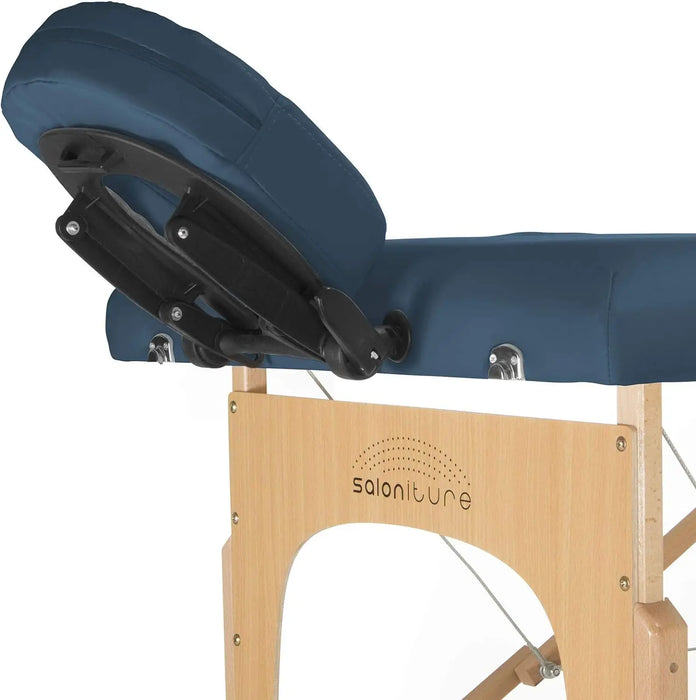 Saloniture Professional Portable Massage Table with Backrest - Blue