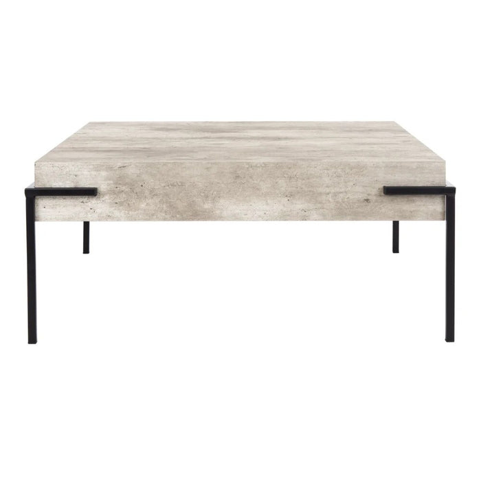 Modern Retro Square Coffee Table, Light Grey/Black, Furniture, Living Room Furniture, Simple and Modern Coffee Table, Wooden