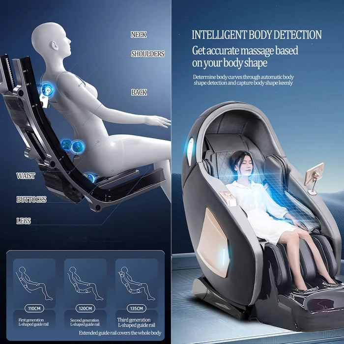 Dual-core 4D SL-Track Zero Gravity Full Body Massager Chairs Home 3D Office Electric Leg Lift Massage Sofa AI Voice Function