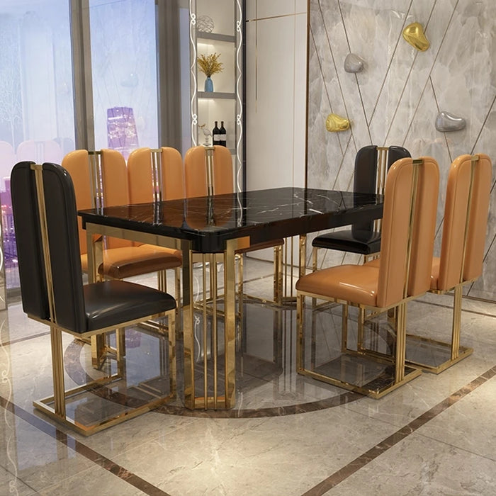 Nordic Light Luxury Marble Dinning Table New Modern Simple Rectangular Dining Table Loft Kitchen Furniture Table With Chairs