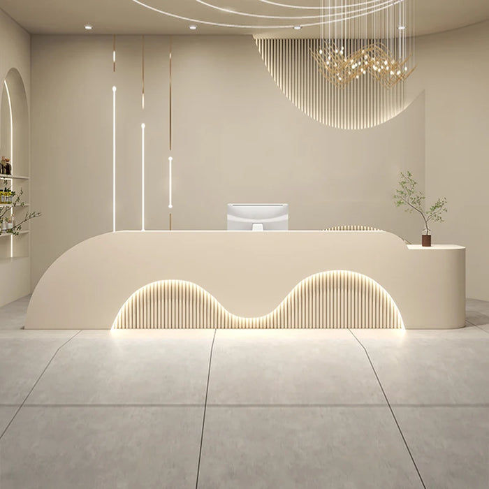 White Checkout Reception Desk Clothing Shop Lighting Hotel Gym Cashiers Luxury Metal Front Desk Lectern Empfangstheke Furniture