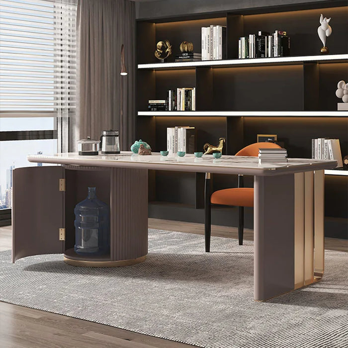 Laptop Office Desk Wooden Filing Cabinets Glass Organizer Writing Desk Reception Standing Scrivania Con Cassetti Home Furniture