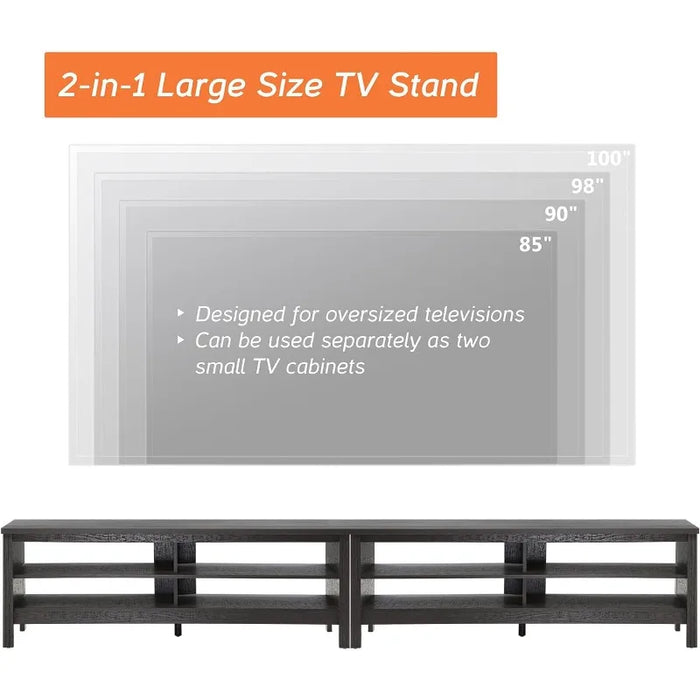 TV Stand for 85 Inch TV, Black Entertainment Center for 80-90 inch TV Console Table with 8 Cubby Storage for Living Room Bedroom