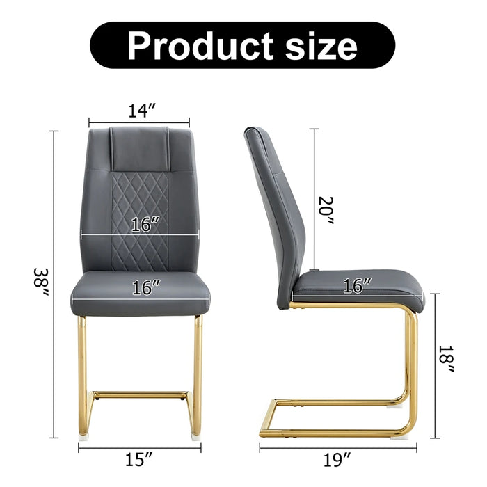 Faux Leather Cushioned Seats, Living Room Chairs with Metal Legs, Suitable for Dining Room Side Chairs, Set of 6, Free Shipping