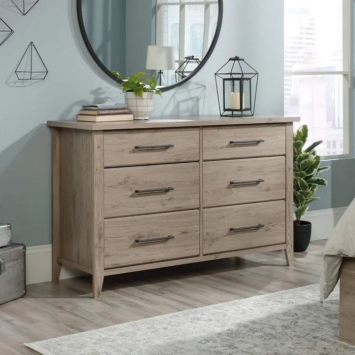 Cabinet Beside The Bed, Sauder Summit Station Dresser, L: 50.91" X W: 18.15" X H: 31.85", Laurel Oak Finish Dressing Desk
