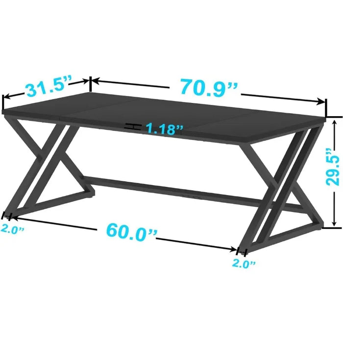 Computer Desk, Large Industrial Pc Study Home Office Desk, Long Modern Wood Gaming Work Writing Desk for 2 Person