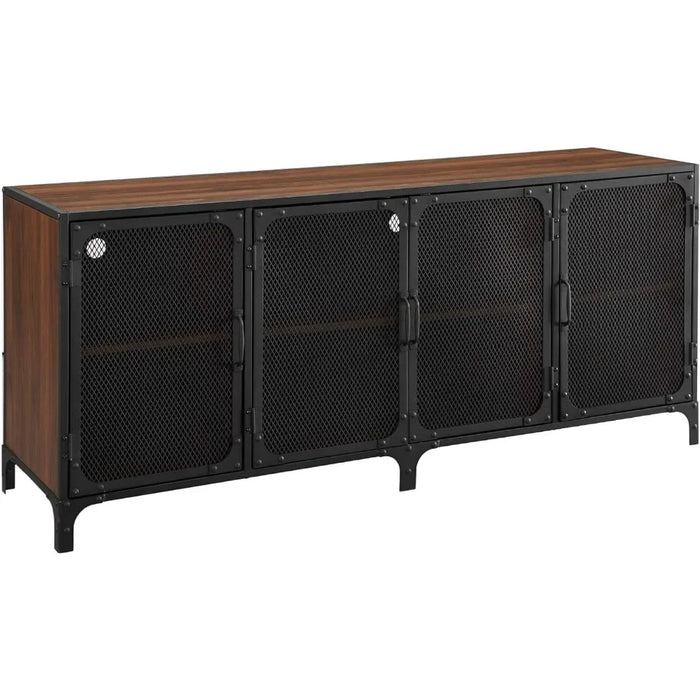 4 Door Metal Mesh Tv Console Home Furniture for Modern Television Suitable for Up to 65" Tv Wall Cabinet 60" Stand Living Room