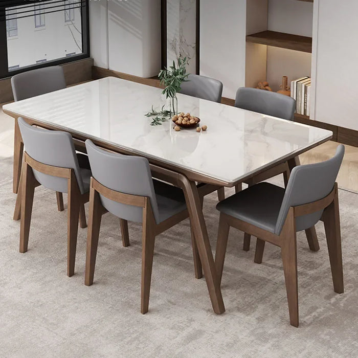 Modern Rectangle Dining Table Japanese White Waterproof Wooden Dining Table Luxury Marble Mesa De Comedor Kitchen Furniture