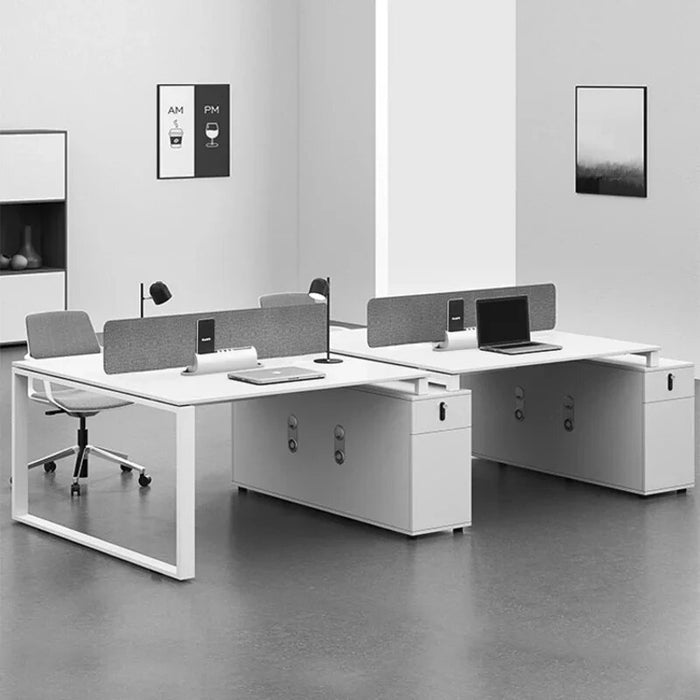Employee Simplicity Office Desks Combination Modern White Screen Office Desks Storage Wood Escritorios Work Furniture QF50OD