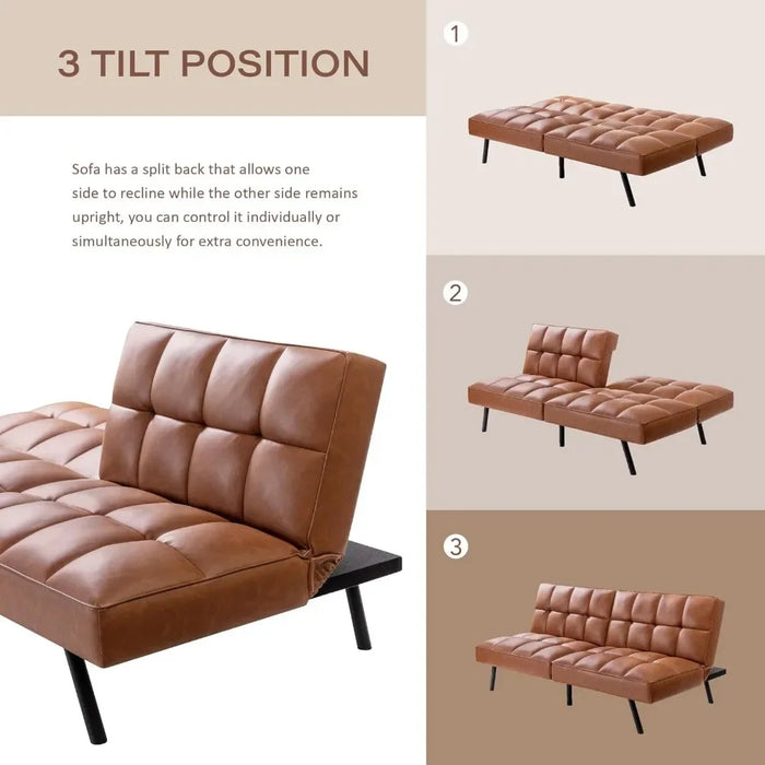 Futon Sofa Bed, Comfortable Futon Sofa Couch, Memory Foam Convertible Loveseat Sofa Bed, Split Back & Seat