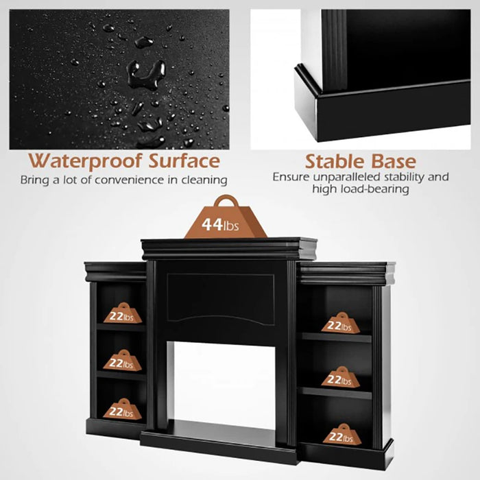 70 Inch Modern Fireplace Media Entertainment Center Sturdy MDF Large Storage Bookcase Multipurpose 2-in-1 Classic TV Stands