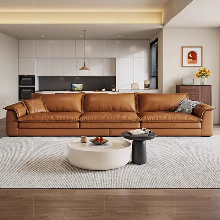 Italian Style Minimalist Living Room Sofa Leather Modern Floor Waterproof Sofa Armchair Luxury Canape Salon Prefabricated House