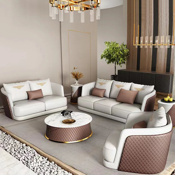 Light luxury postmodern leather sofa simple small family living room American sofa high-end atmosphere luxury leather sofa