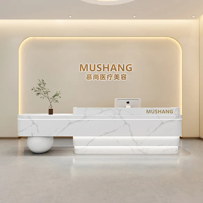 White Pulpit Reception Desks Counter Futuristic Church Club Mobile Reception Desks Standing Mostrador Recepcion Bar Furniture
