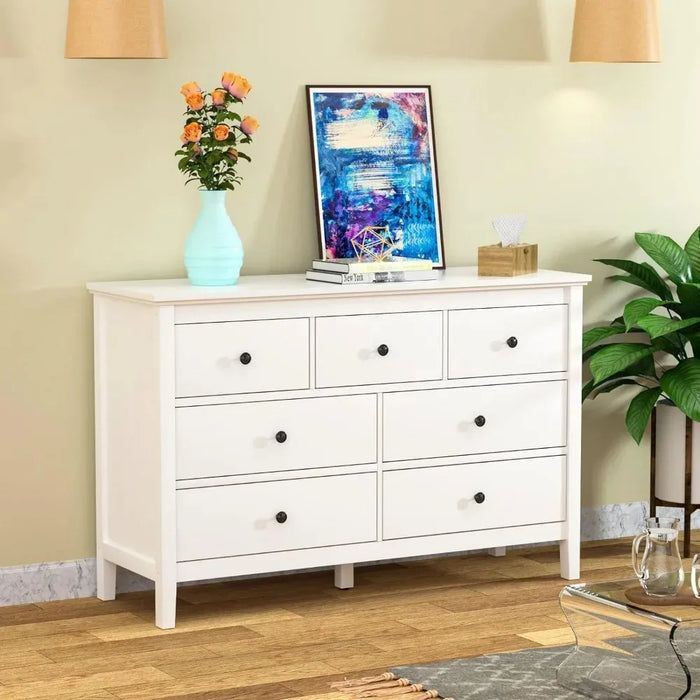 Dressers,Modern Dresser for Bedroom, 7 Drawer,with Wide Drawer and Metal Handles, Wood Dressers & Chests of Drawers,Dresser