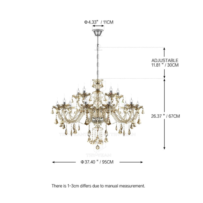 Chandelier Pendant Chandelier 15 Arms Crystal Cognac Color E14 Chandelier Bedroom Modern K9 Crystal For Living Room Corridor