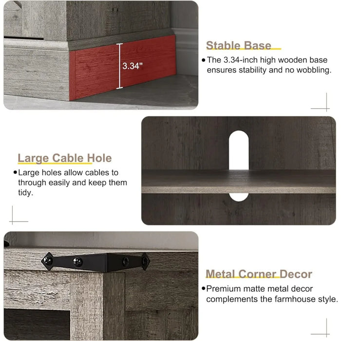 TV Stand Media Console W/Storage Wood Television Stand for Living Room