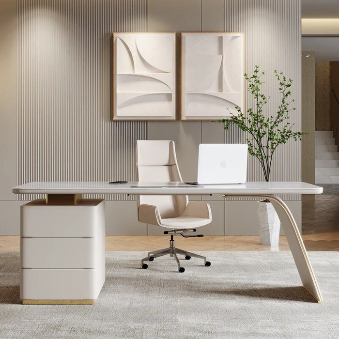 Home White Desk Table Drawer Study Gaming Executive Desk Table Minimalista Moden Meuble Bureau Avec Tiroirs Library Furniture