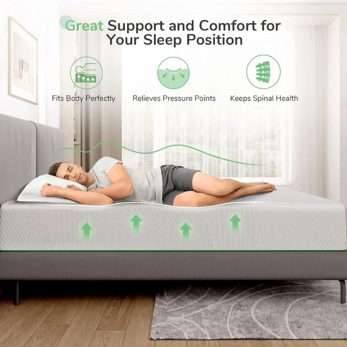 Queen Mattress, 12 Inch Gel Memory Foam Mattress Cooling Queen Size Mattress in a Box for Back Pain Relief, Medium Firm Mattress