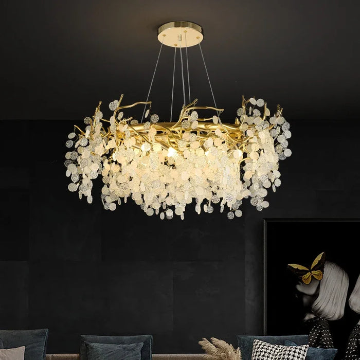 Branch-shaped American luxury crystal ceiling chandelier modern glossy living room indoor bedroom hall tree-shaped chandelier