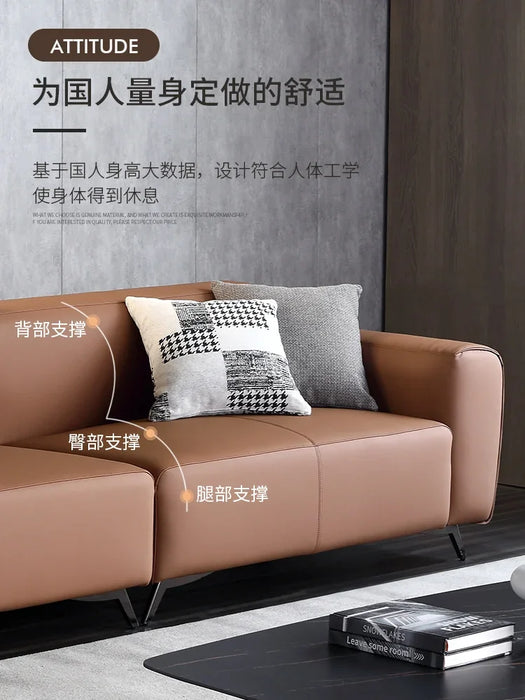 Nordic leather sofa modern simple very simple style small family living room straight row three person four person combination s