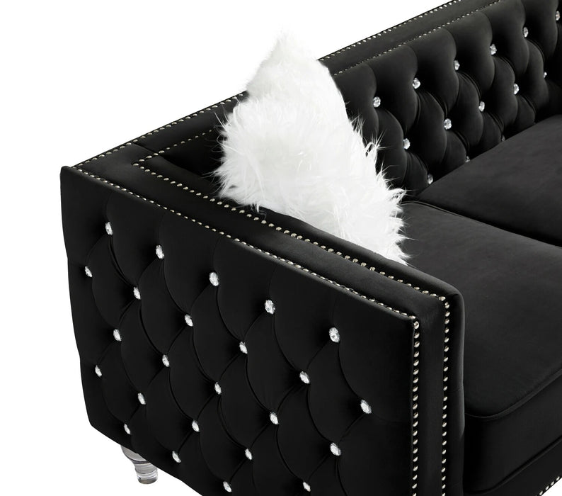 2+3 Seat Sofa Set, Velvet Crystal Buckle Upholstery Sofa, Crystal Feet, Removable Cushion, Four Plush Pillow