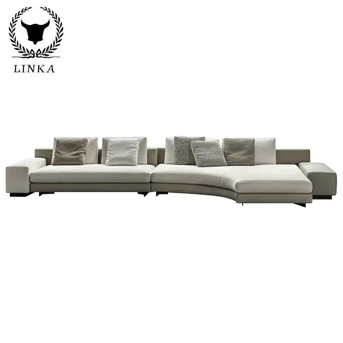 High-end Fabric Sofa Simple Modern Italian Corner Curved Living Room  Combination Set Nordic Style Furniture
