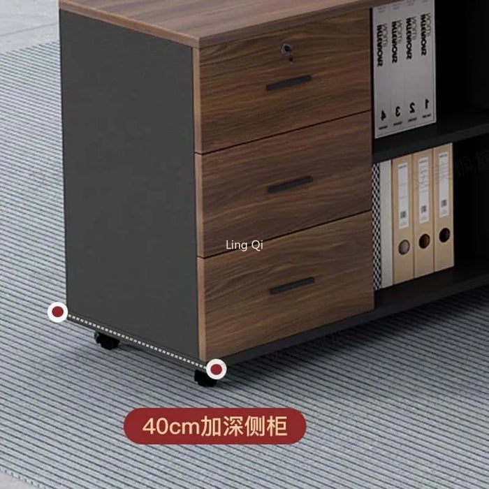 Dark Wood Reception Office Desk Vanity Corner Reception Secretary Computer Desks Art Executive Conference Bureau Desk Furniture