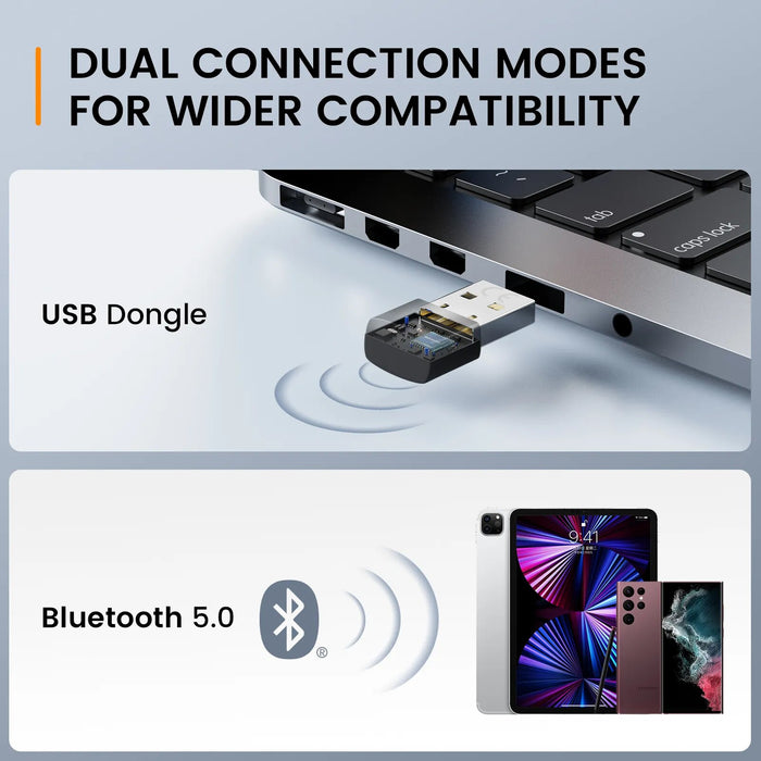 EKSA H6 Wireless Headphones Bluetooth 5.0 Headset with USB Dongle ENC Call Noise Cancelling Mic 30H Playtime For Office Computer