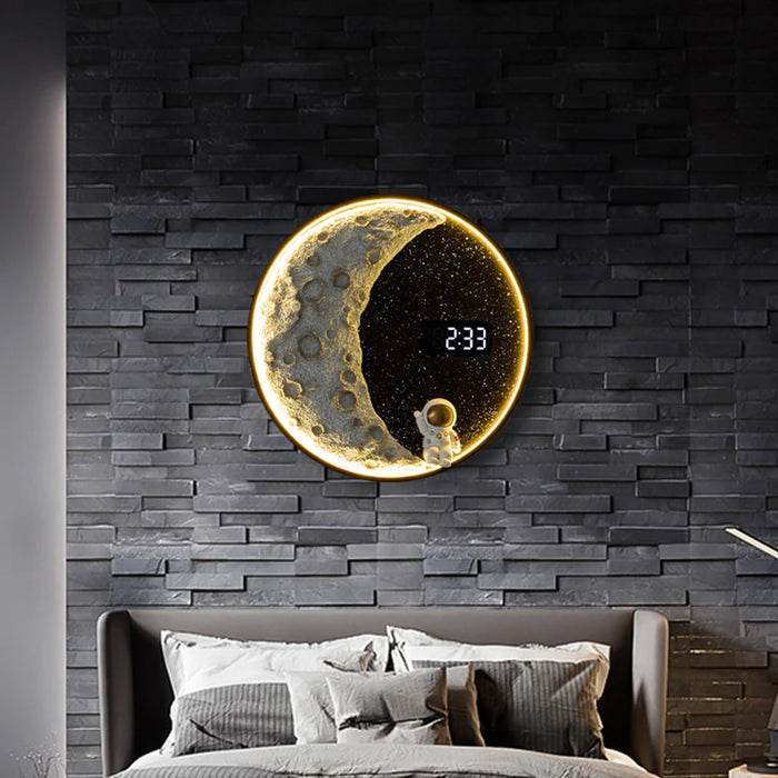 Led Moon Simple Clock Digital Room Calendar Elegant Original Wall Clocks Art Modern Stylish Funny Horloge Home Decor Interior
