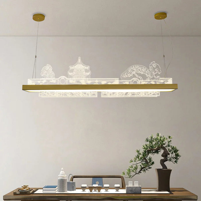 ANITA Modern Pendant Chandelier LED 3 Colors Chinese Gold Luxury Creative Hanging Lights Fixture For Dining Room Tea-house