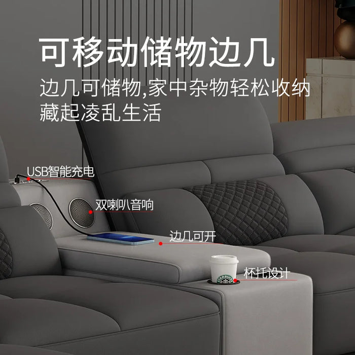 Massage technology cloth living room high-end villa solid wood multifunctional sofa combination