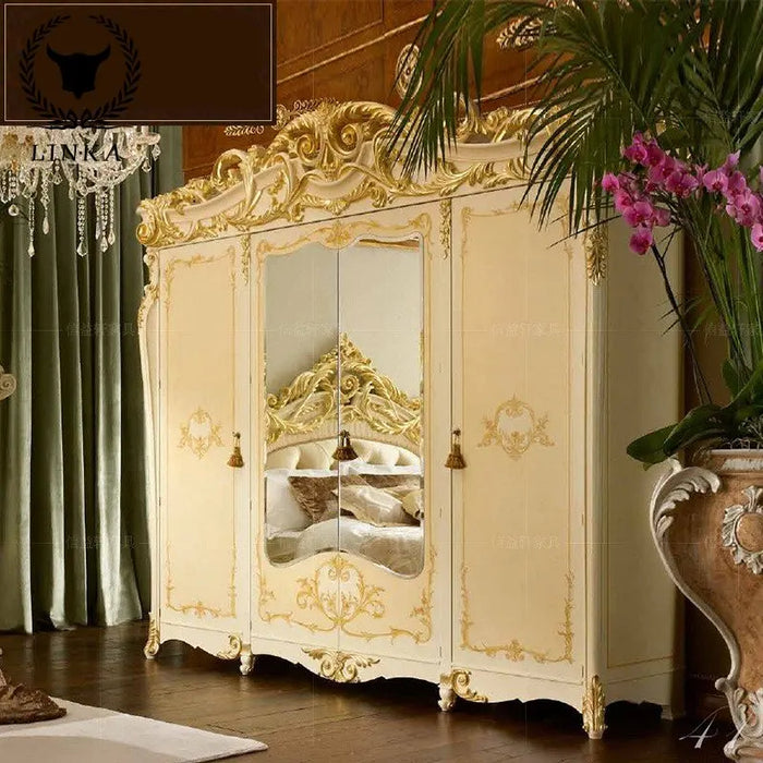 European style villa solid wood wardrobe Italian French court wardrobe Luxury Furniture Customization