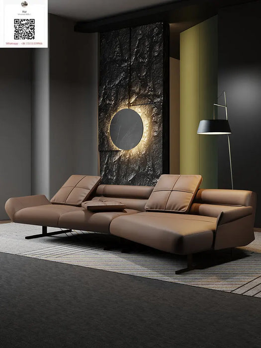 High Quality Minimalist Leather Sofa Nordic Living Room Special-shaped Big Corner Feather Light Luxury Customizable Sofa