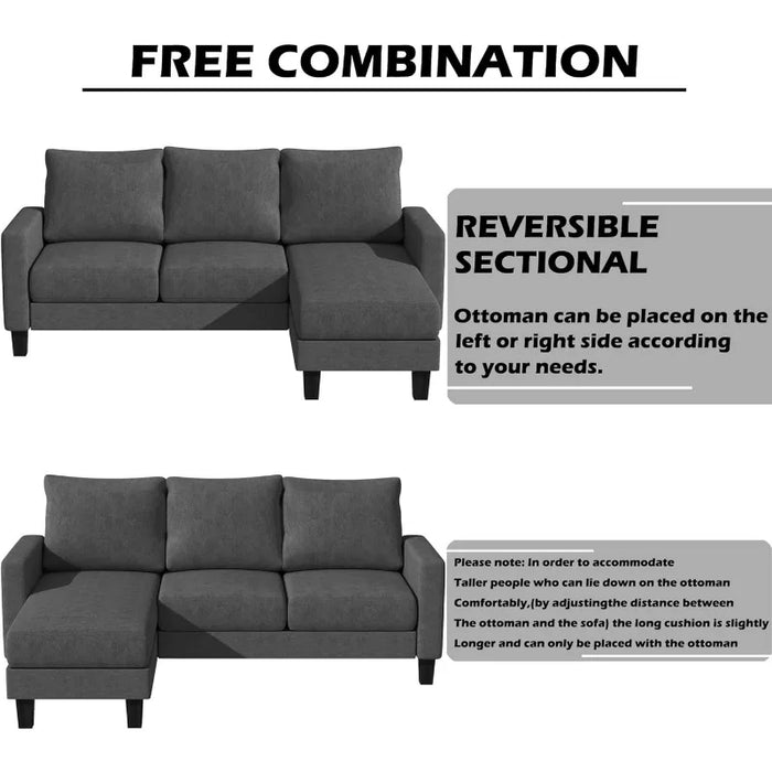 Convertible Sectional 3 L-Shaped Couch Soft Seat Space-Saving Sofas  living room furniture  luxury modern sofa  minimalist sofa