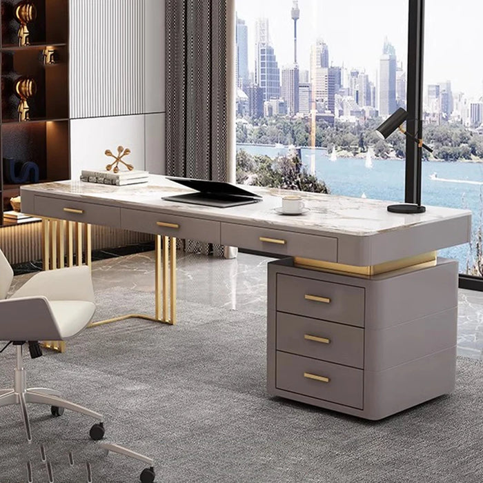 Light Luxury Rock Board Desk Modern Computer Desktop Desk Simple Boss Office Minimalist Furniture Work Desk Bedroom Writing