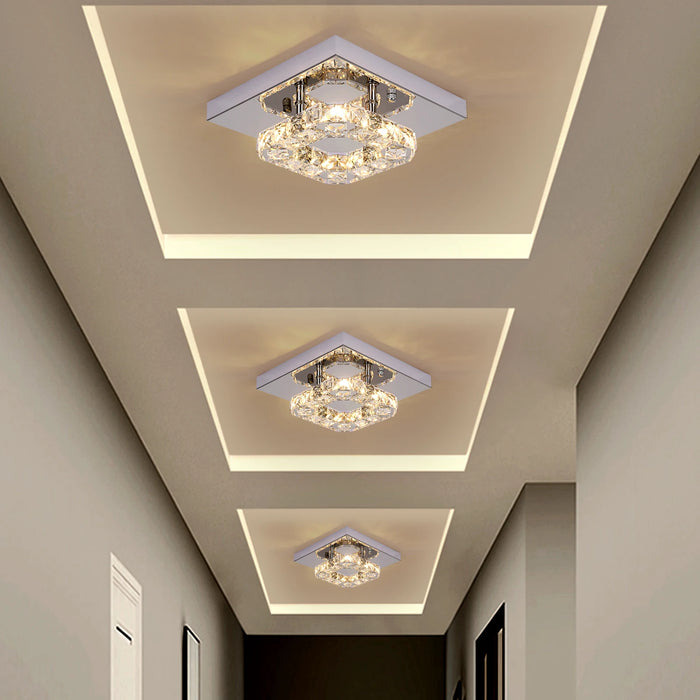 Modern Chandelier Ceiling Lamp K9 Crystal Led Square Pendant Light Luminaire Bedroom Living Room Home Decor Balcony Fixture