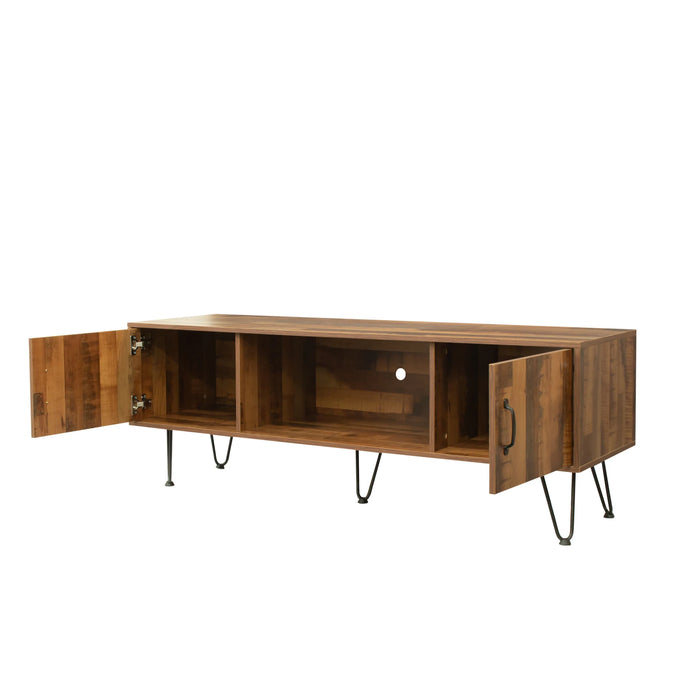 TV Media Stand, 60 inch Wide , Modern Industrial, Living Room Entertainment Center, Storage Shelves and Cabinets