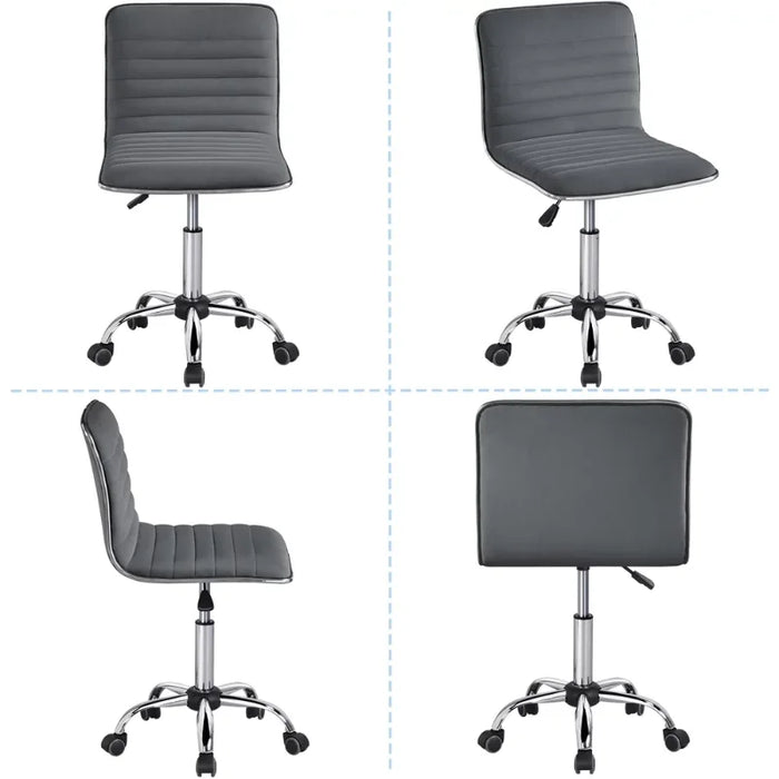 SMILE MART Modern Velvet Armless Desk Chair with Mid Back for Home Office, Dark Gray office chair  computer chair