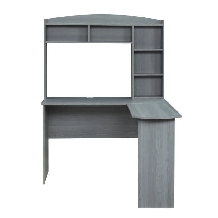 New Modern L-Shaped Desk with Hutch, Grey  Computer Desks  Bed Table  Study Table  Office Furniture  Standing Desk
