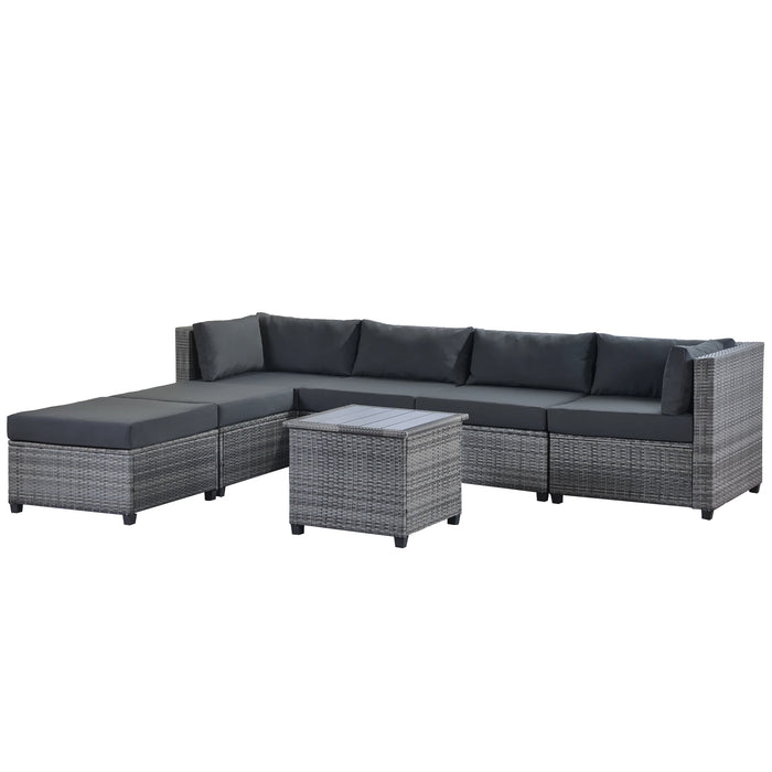 7 Piece Rattan Sectional Seating Group with Cushions, Outdoor Ratten Sofa Patio Furniture Set for Porch Lawn Garden Backyard