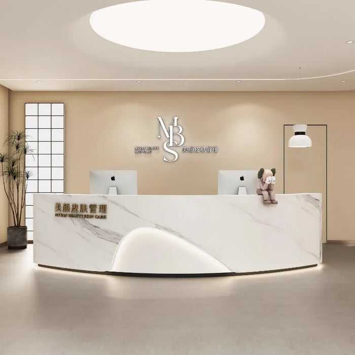 Luxury Reception Desks Front Wood Executive Cashier Counter Bar Long Reception Desks Office Escritorio Gamer Salon Furniture