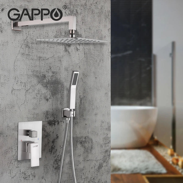 GAPPO Shower Set Wall Mounted Shower Faucet Mixer Rainfall Bathroom Shower Tap with Handshower Bath Spout