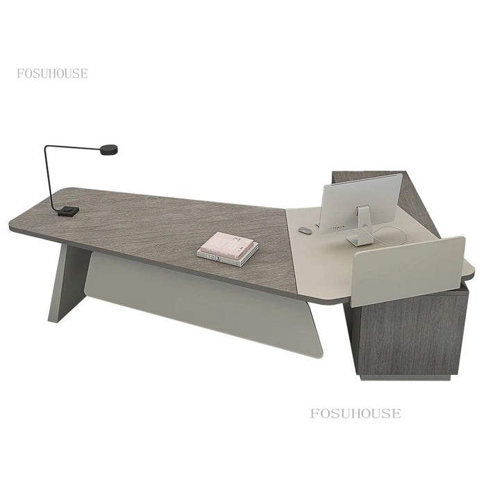 Creative Irregular Boss Work Desk Fashion Creative Manager Boss Desks Table Chair Bookcase Set Modern Office Furniture H