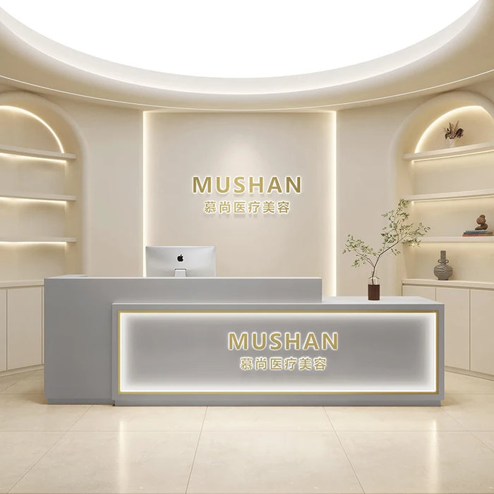 Computer Reception Desk Office Coffee Beauty Church Pulpit Service Desk Shop Counter Gaming Tasca Bancone Bar Wood Furniture
