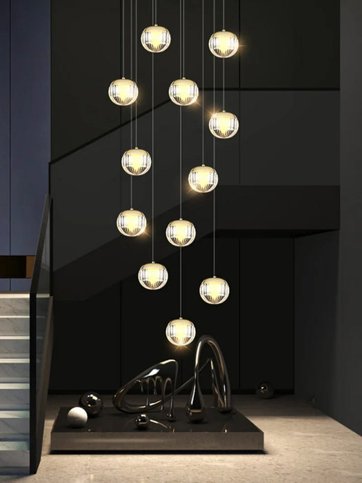 Modern Ball Line Chandelier For Staircase Living Room Pendant Lights Home Decor Dining Lighting Suspension Design Lusters