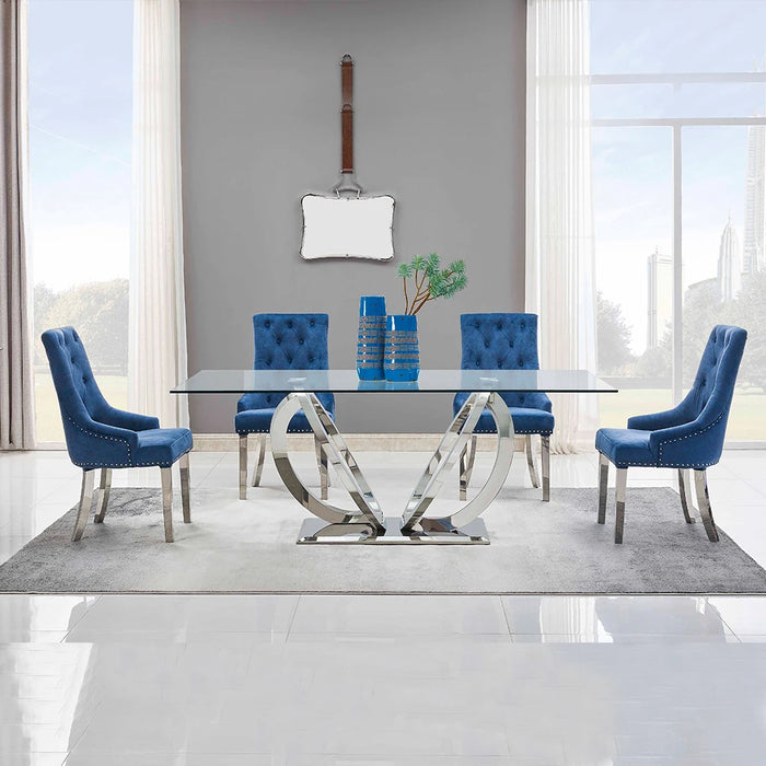Kitchen Dining Table Clear Glass Table Sitting Room Adjusteble Glass Dining Toom Table